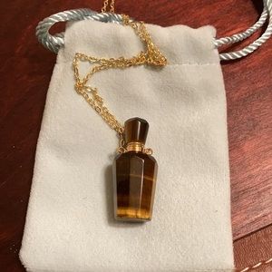 NWT Tigers eye perfume/oil bottle pendant necklace